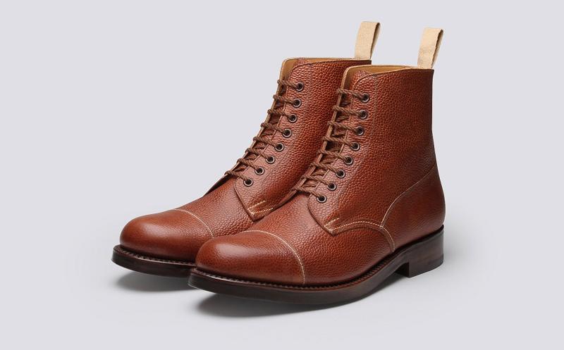Grenson Shoe No.3 Mens Boots - Brown Grain Leather on a Leather Sole IX4538
